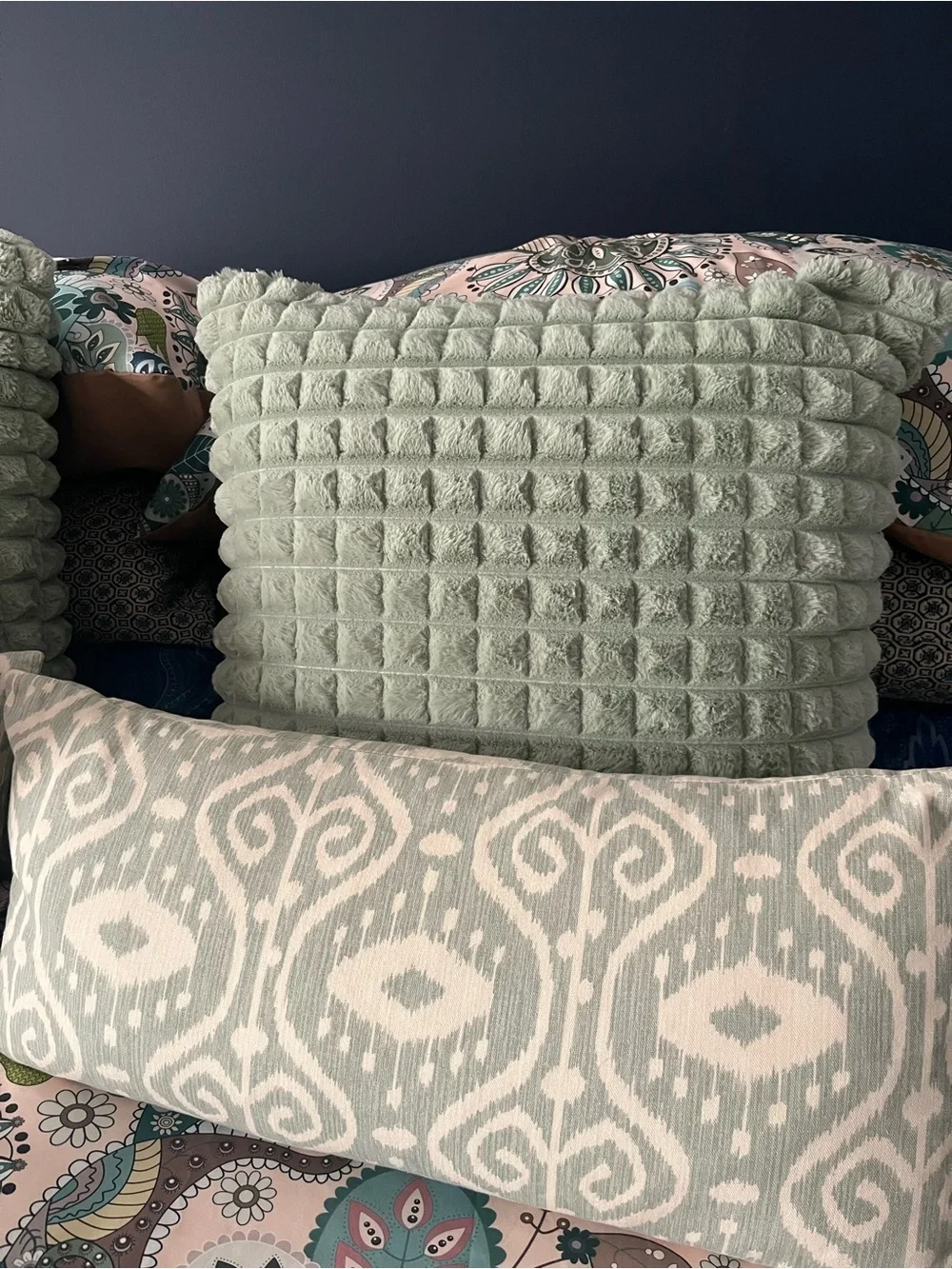 Floral Paisley Comforter Set in Mint, Teal, and Cream Bohemian